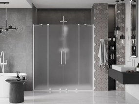 Mexen Velar Duo, posuvné sprchové dvere do otvoru 200 cm, 8mm sklo námraza, biela matná, 871-200-000-32-20
