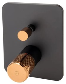 F-Design Ardesia, podomietková 2-výstupová vaňová/sprchová batéria, čierna matná-ružové zlato, FD1-ARD-7P-25