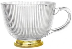 Sklenený hrnček Selena 430 ml so zlatým podstavcom