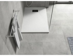 Mexen Hugo, obdĺžniková sprchová vanička SMC 100 x 70 cm, biela, čierna krytka, 42107010-B