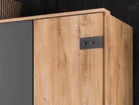 Šatníková skriňa so zásuvkami Cork, 135 cm, doskový dub/grafit