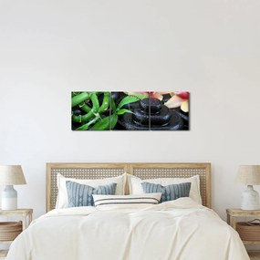 Obraz - Kamene a orchidey (s hodinami) (90x30 cm)