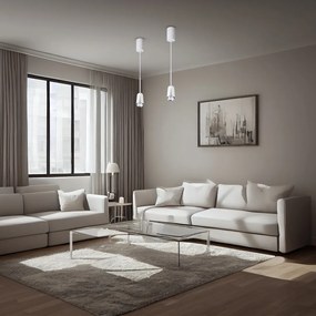 Závesné svietidlo Flower, 1x biele/chrómové kovové tienidlo