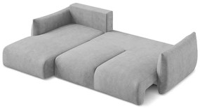 Svetlosivá ženilková rozkladacia rohová pohovka (ľavý roh/s leňoškou) Leila – Makamii