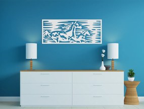 drevko Drevený obraz na stenu Cválajúce kone Rozmer obrazu: 18 x 44,5 cm, Farba dekorácie: Čierna