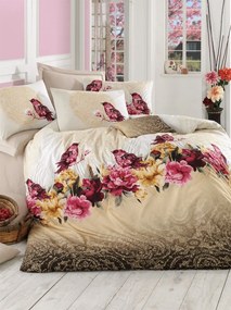 Bavlnené posteľné prádlo pre dvojlôžko s plachtou Calika 200x220 cm vtáky