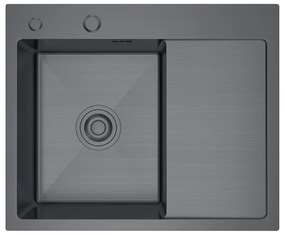 Erga HD, 1-komorový oceľový drez 580x480x210 mm, ľavý, grafitová, ERG-MLS-HD5848LB