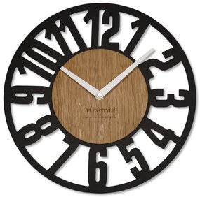 Nástenné drevené hodiny Loft Arabico Flex z220-1d-2-x, 30 cm
