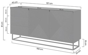 Komoda Asha 167 cm so zásuvkami - artisan / čierny mat