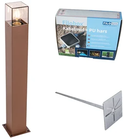 Vonkajšia lampa 70 cm hrdzavohnedá so zemným hrotom a káblovou objímkou - Denmark