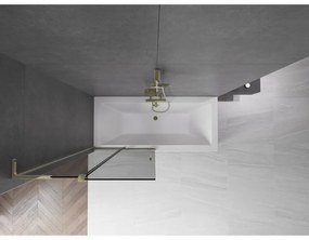 Mexen Velar L, 2-krídlová posuvná vaňová zástena 95 x 150 cm, 8mm šedé sklo, zlatá lesklá, 896-095-003-41-50