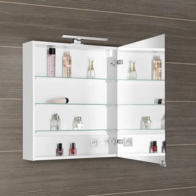 Sapho Sapho, MIRRÓ galérka s LED osvetlením, 60x70x16cm, ľavá/pravá, biela, MC060-0030