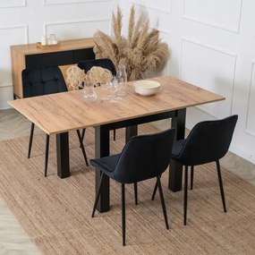 Rozkladací stôl do jedálne, obývacej izby, malý, štvorcový, čierny, Craft MAX 80/160