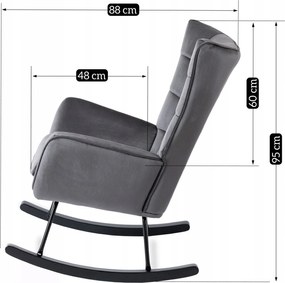 Čalúnené hojdacie kreslo JACKSON sivé