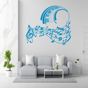 Veselá Stena Samolepka na stenu na stenu Skladba pre klavír Farba: modrá, Veľkosť: 100 x 86 cm