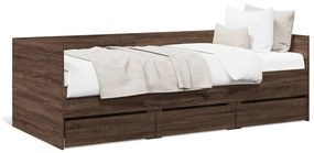 Denná posteľ so zásuvkami hnedý dub 90x200 cm kompozitné drevo 3280824