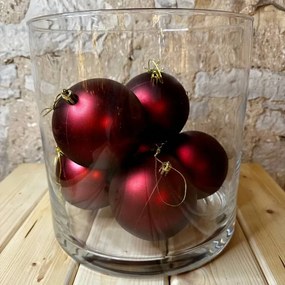 DECOLED Plastová guľa, 10 cm, bordová, 6x matná