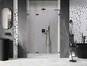 Mexen Lunar-F, L skladacie ľavé sprchové dvere 145 cm, 8mm číre sklo, brúsený grafit profil, 836SL-145-050-66-00-L