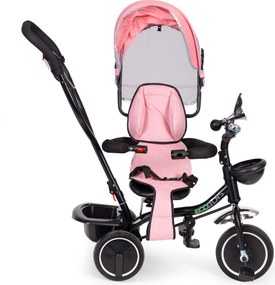 ECOTOYS detská trojkolka s otočným sedadlom 360°, odnímateľnou strieškou, ružová