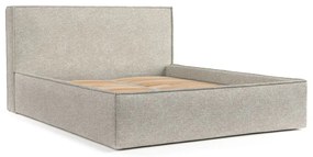 Béžová čalúnená dvojlôžková posteľ s úložným priestorom s roštom 200x200 cm Lounge L – Maison de Rêve