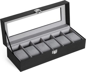 Songmics Box na hodinky Watch2, 30x8x11,2 cm, čierna/sivá