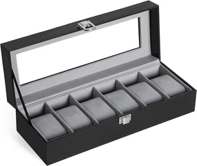 Songmics Box na hodinky Watch2, 30x8x11,2 cm, čierna/sivá