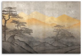 Gario Obraz na plátne Japonská zlatá horská krajina Rozmery: 60 x 40 cm