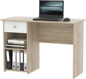 Sconto Písací stôl KURT dub sonoma/biela