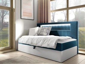 Kontinentálna jednolôžková posteľ Junior Ribezo 2, Rozmer postele: 100x200, Dostupné poťahy: ekokoža Soft 017 (biela) + Fresh 34