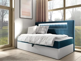 Kontinentálna jednolôžková posteľ Junior Ribezo 2, Rozmer postele: 100x200, Dostupné poťahy: ekokoža Soft 017 (biela) + Fresh 34