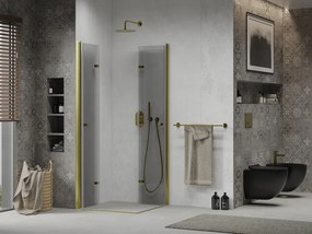 Mexen Lima Duo sprchovací kút so skladacími dverami 80 x 80 cm, 6mm číre sklo, zlatý profil, 856-080-080-50-00-02