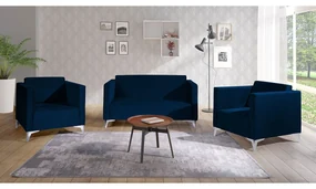 Sedacia súprava Denim 2+1+1, Dostupné poťahy: Solo 263, Farby nožičiek: biely lesk