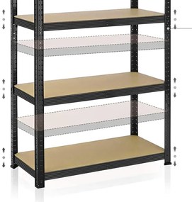 Regál CONOR 180x90x30 cm čierny