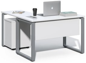 Rohový kancelársky stôl s kontajnerom Houseland Prime Home 01 120 cm biely