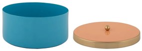 Modrý dekoratívny kovový úložný box ø 16x6 cm Double Funky – PT LIVING