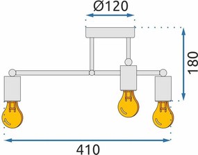Toolight - Stropná lampa 4-bodová s čiernymi ramenami 392200, čierna, OSW-07623