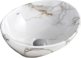 BPS-koupelny Keramické umývadlo na dosku HYD-LO-MAR1-405 40,5x33 cm, biely mramor