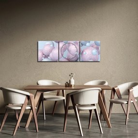 Abstraktný obraz - Pastelové guľa (s hodinami) (90x30 cm)