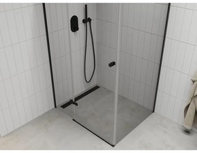 Mexen Roma, sprchovací kút 80 (dvere) x 120 (stena) cm, 6mm číre sklo, čierny profil, 854-080-120-70-00