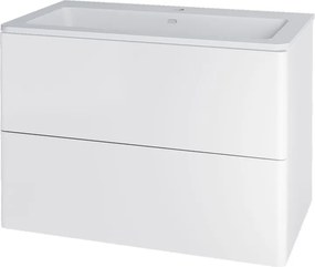 Mereo, Mereo Siena, kúpeľňová skrinka s umývadlom z litého mramoru 81 cm, biela lesk, MER-CN411M