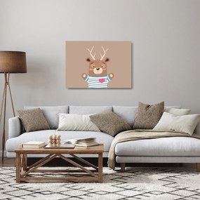 Sklenený obraz - Jeleň v pruhovanom tričku (70x50 cm)