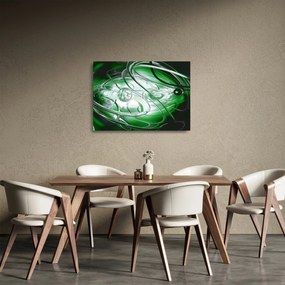Zelený abstraktný sklenený obraz (70x50 cm)