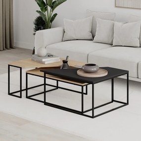 Konferenčné stolíky v súprave 3 ks s doskou v dubovom dekore v prírodnej farbe 70x110 cm Titan – Marckeric