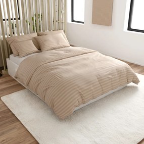 Hotelové obliečky z mikrovlákna JASMINE béžové - prúžok 2 cm Rozmer obliečky: 70 x 90 cm | 140 x 220 cm