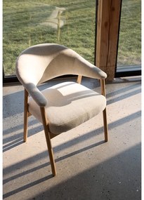 Krémovobiele jedálenské kreslá v súprave s podrúčkami 2 ks z dubového dreva Elk – Unique Furniture