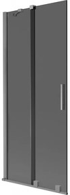 Mexen Velar, 2-krídlová posuvná vaňová zástena 80 x 150 cm, 8mm šedé sklo, brúsený grafit, 896-080-000-41-95