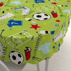 Biante Detský bavlnený oválny obrus Sandra SA-645 Futbal to je hra - na zelenom 80x120 cm