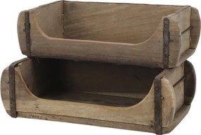 Hnedá drevená polička s háčikom z tehlovej formy Grimaud - 14*8*15 cm