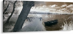 Obraz loďky na jazere (120x50 cm)