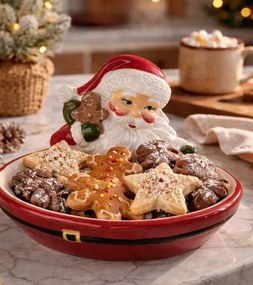 Decorative Bowl 19x16x10 Cm Red Ceramic Santa Claus Serving Platter - 16*19*3 / 10 cm